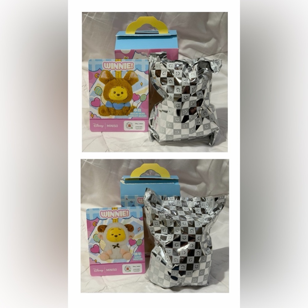 Miniso Winnie The Pooh Plush Vinyl pendants Confirmed Figure New - Roo and Sheep